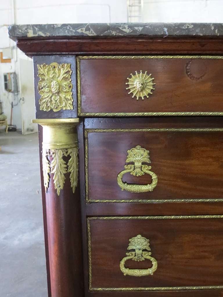 Gilt Late 19th Century French Empire Mahogany Commode with Gilded Bronze Mounts