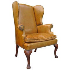 Late 18th/early 19thc Period English Leather Wingchair