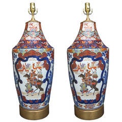 Pair of 19th Century Jumbo Oriental Porcelain Lamps