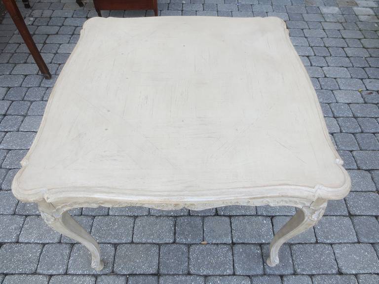 Mid-Century Parquetry Top, One Drawer Card Table