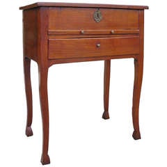 18th/19thc Fruitwood Table De Toilette With Two Drawers