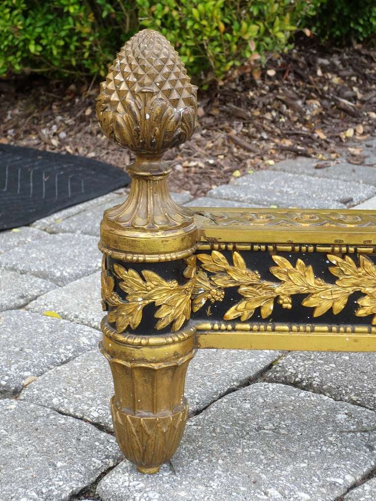 Pair of Late 19th/Early 20th Century Louis XVI Style Gilt Bronze Chenets For Sale 2