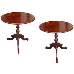 Pair Of 19th/20thc Italian Inlaid Walnut Side Tables; French Polished Pair Of 19th/20thc Italian Inlaid Walnut Side Tables; French Polished