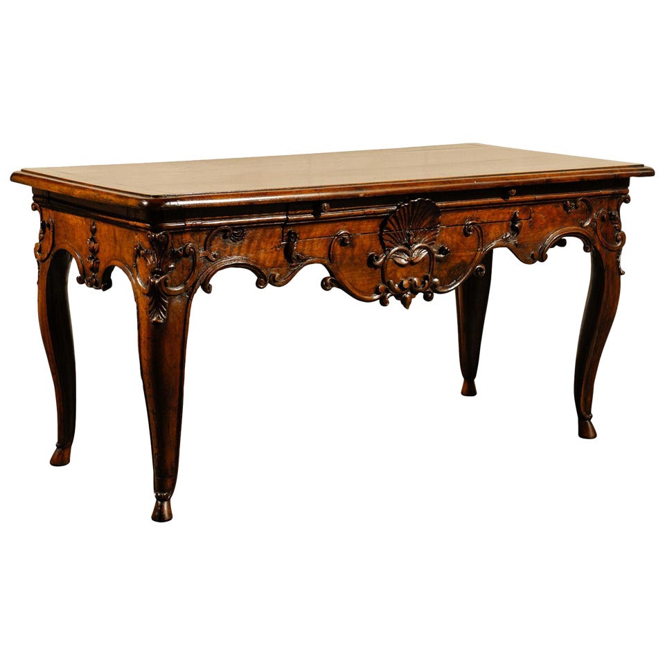 Finely Carved 18th/19th Century French Regence Fruitwood Console Table For Sale