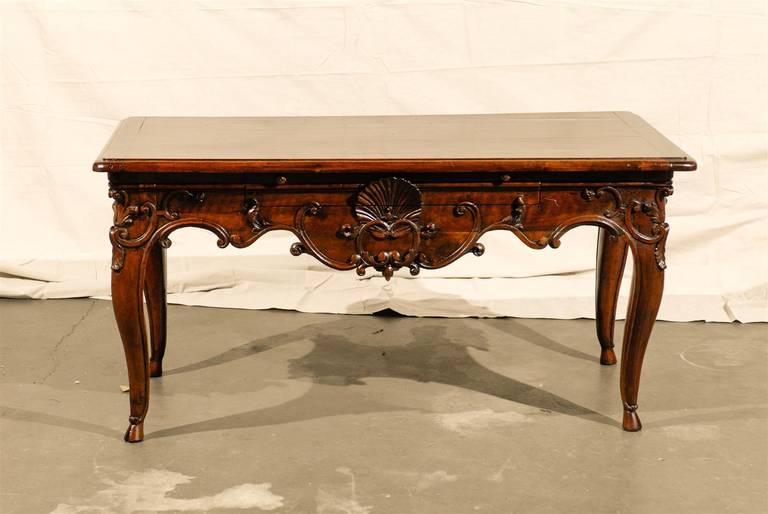 Finely Carved 18th/19th Century French Regence Fruitwood Console Table For Sale 4