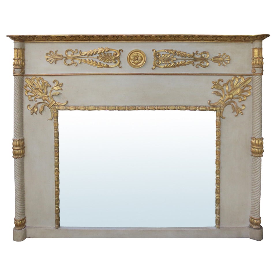 Very Elegant 19th Century Regency Painted & Gilt Mirror For Sale