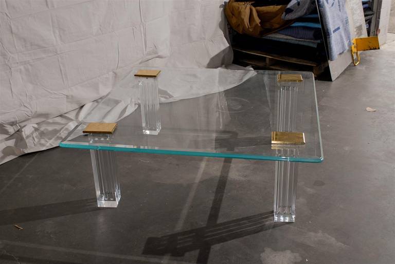 1970s Bronze, Lucite, and Glass Coffee Table 2