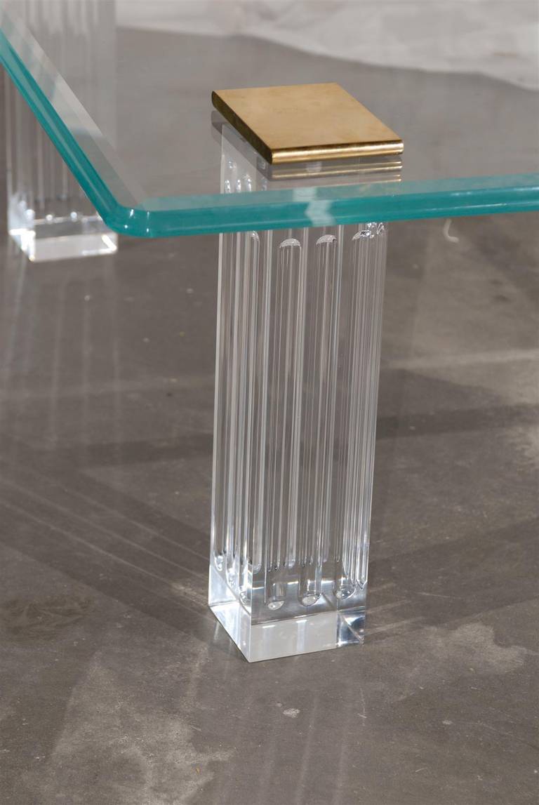 1970s Bronze, Lucite, and Glass Coffee Table 1