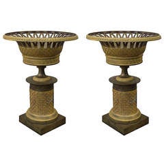 Pair Of 19thc Bronze Coupes, Charles X Style