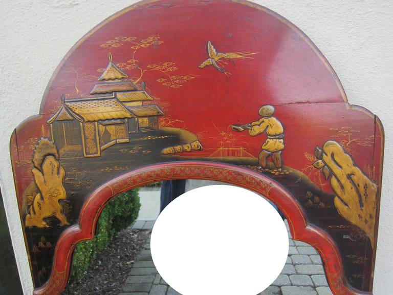 18th-19th Century English Red Chinoiserie Mirror For Sale 2