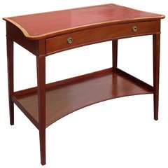 19th Century English Two-Tier Table with Red Leather Top & Drawer