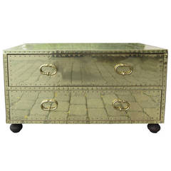 Mid-Century Two-Drawer Brass Chest 6