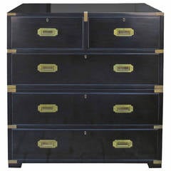 19thc Lacquered Campaign Chest 19thc Lacquered Campaign Chest
