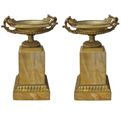 Pair Of 19thc French Marble & Bronze Coupes