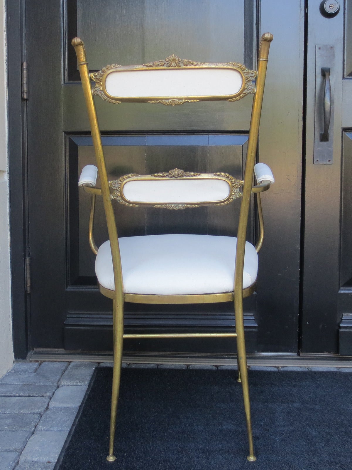 Pair of Mid-20th Century Italian Brass Chairs by Chiavari, circa 1950 4