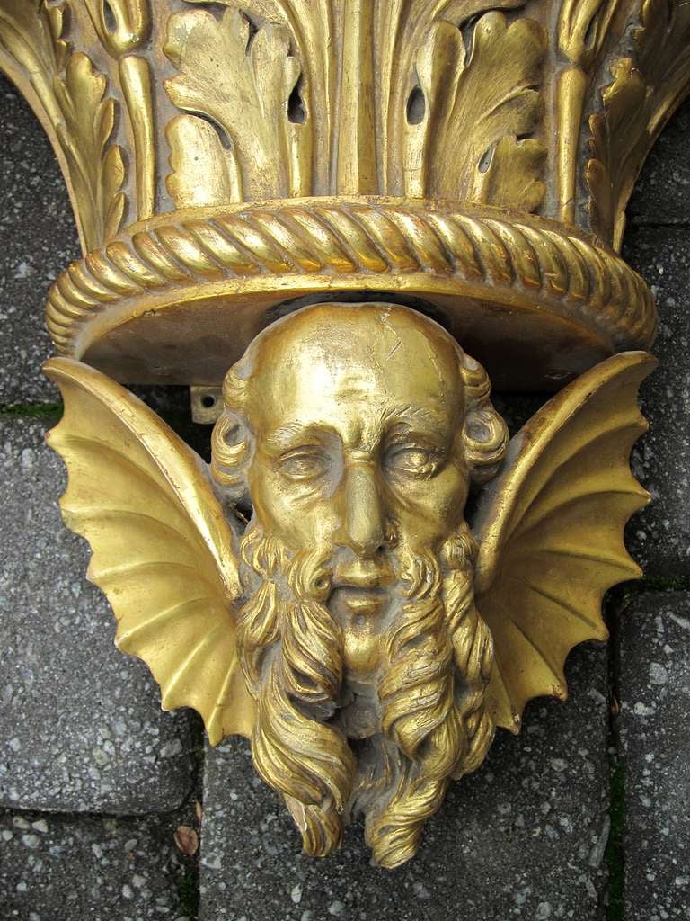 Large 19th Century Swedish Giltwood Bracket with Neptune 1