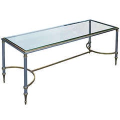 20th Century Steel & Brass Coffee Table in the Style of Maison Jansen