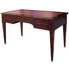19thc French Neoclassical Bureau Plat With Leather Top