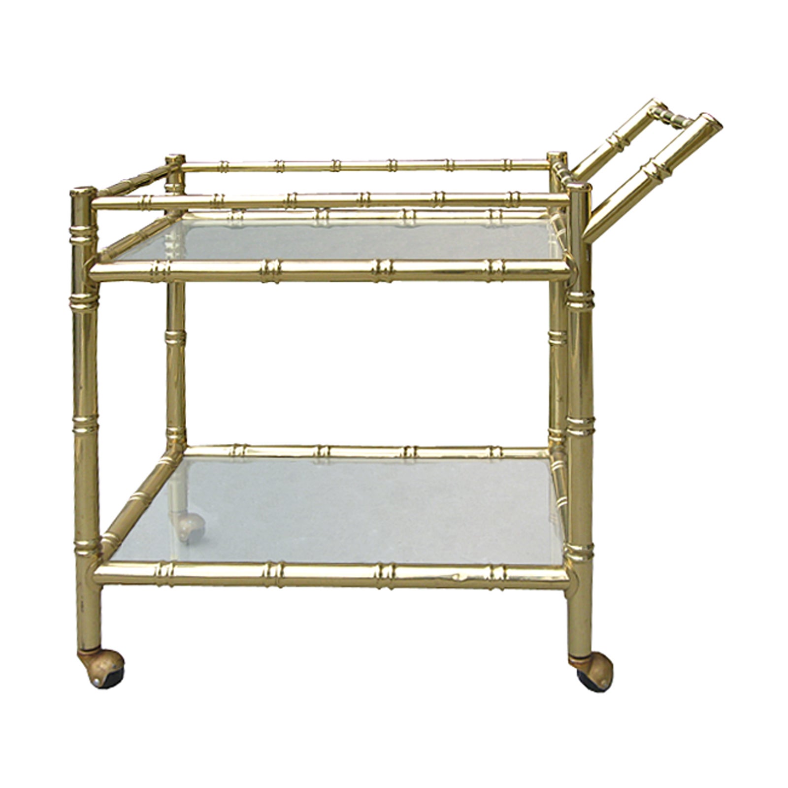 20th Century Faux Bamboo Brass Cart Attributed to Maison Baguès