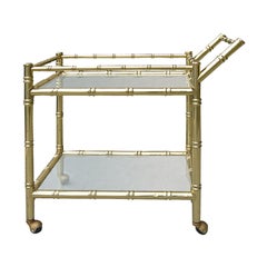 20th Century Faux Bamboo Brass Cart Attributed to Maison Baguès