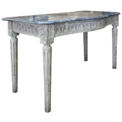 18th/19thC Continental Painted Console Table with Marble Top