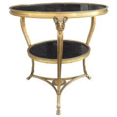 20thC Louis VXI Style Marble & Gilt Bronze Gueridon Table