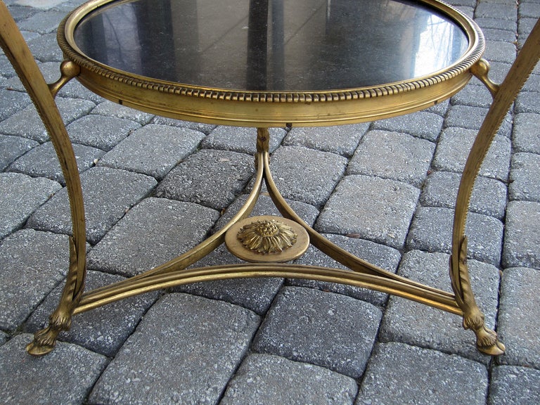 20thC Louis VXI Style Marble & Gilt Bronze Gueridon Table In Good Condition In Atlanta, GA