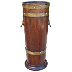 Antique 19th Century English Mahogany & Brass Cane Holder