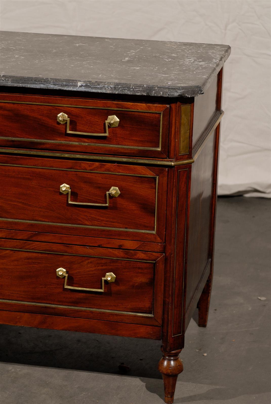 French Marble-Top Mahogany Directoire Commode, circa 1800 1