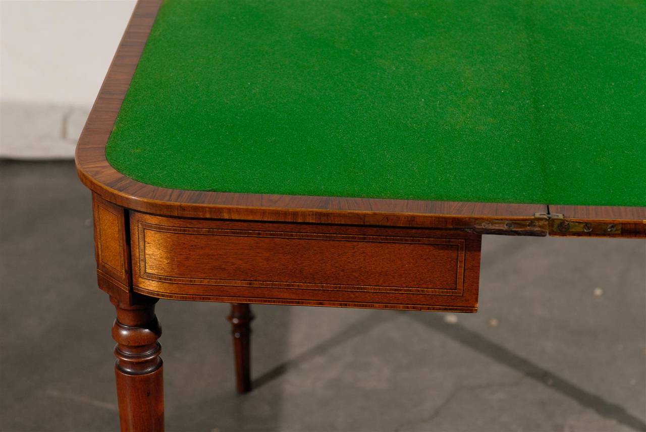 Pair of 19th Century Georgian Style Yew Wood Flip-Top Game Table In Good Condition In Atlanta, GA