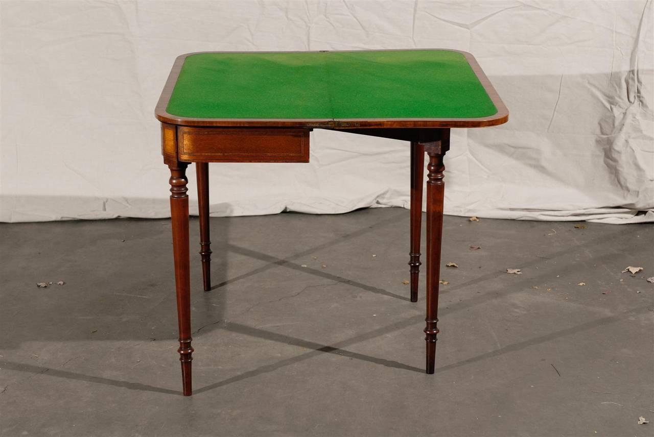 Pair of 19th Century Georgian Style Yew Wood Flip-Top Game Table 1