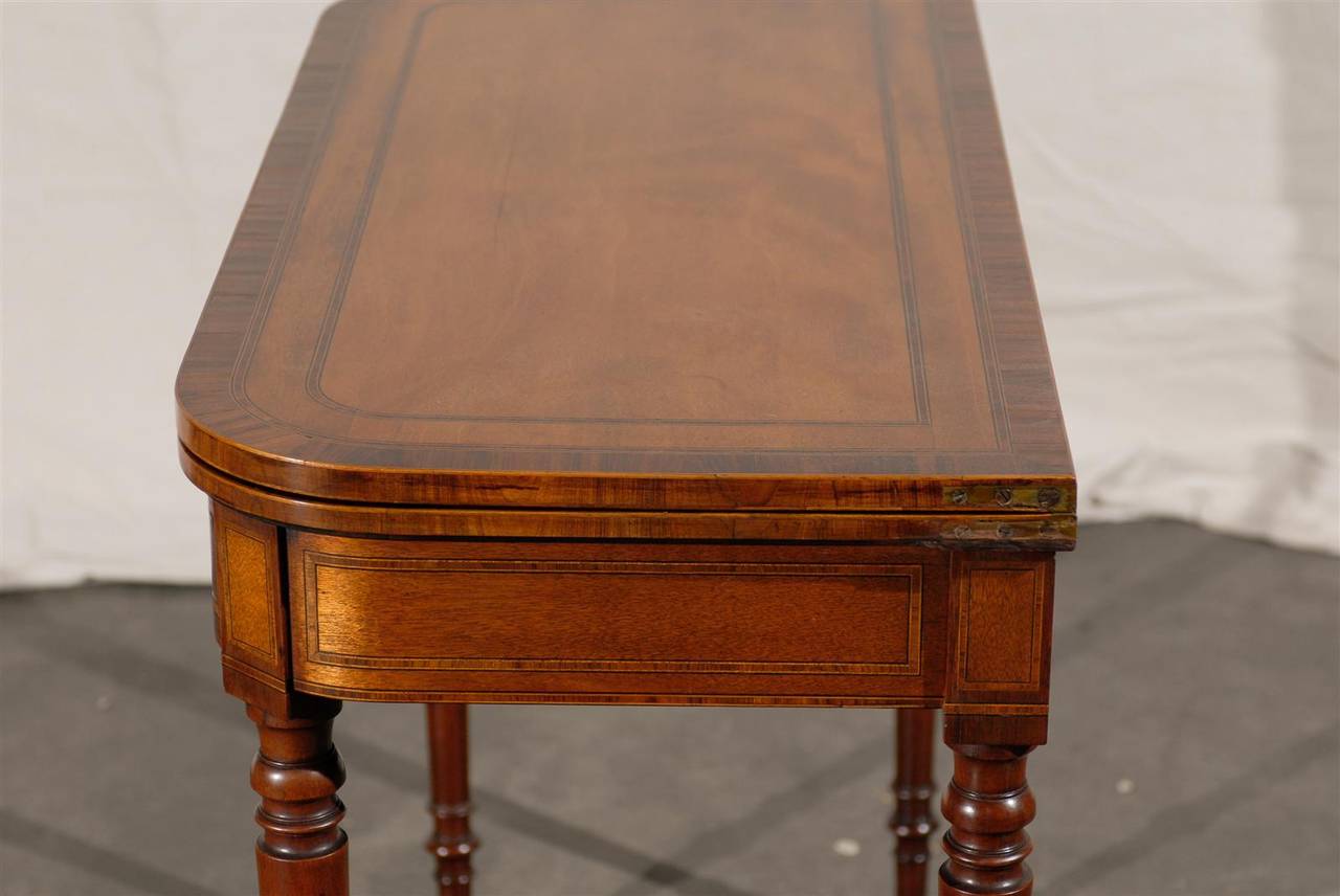 Pair of 19th Century Georgian Style Yew Wood Flip-Top Game Table 2