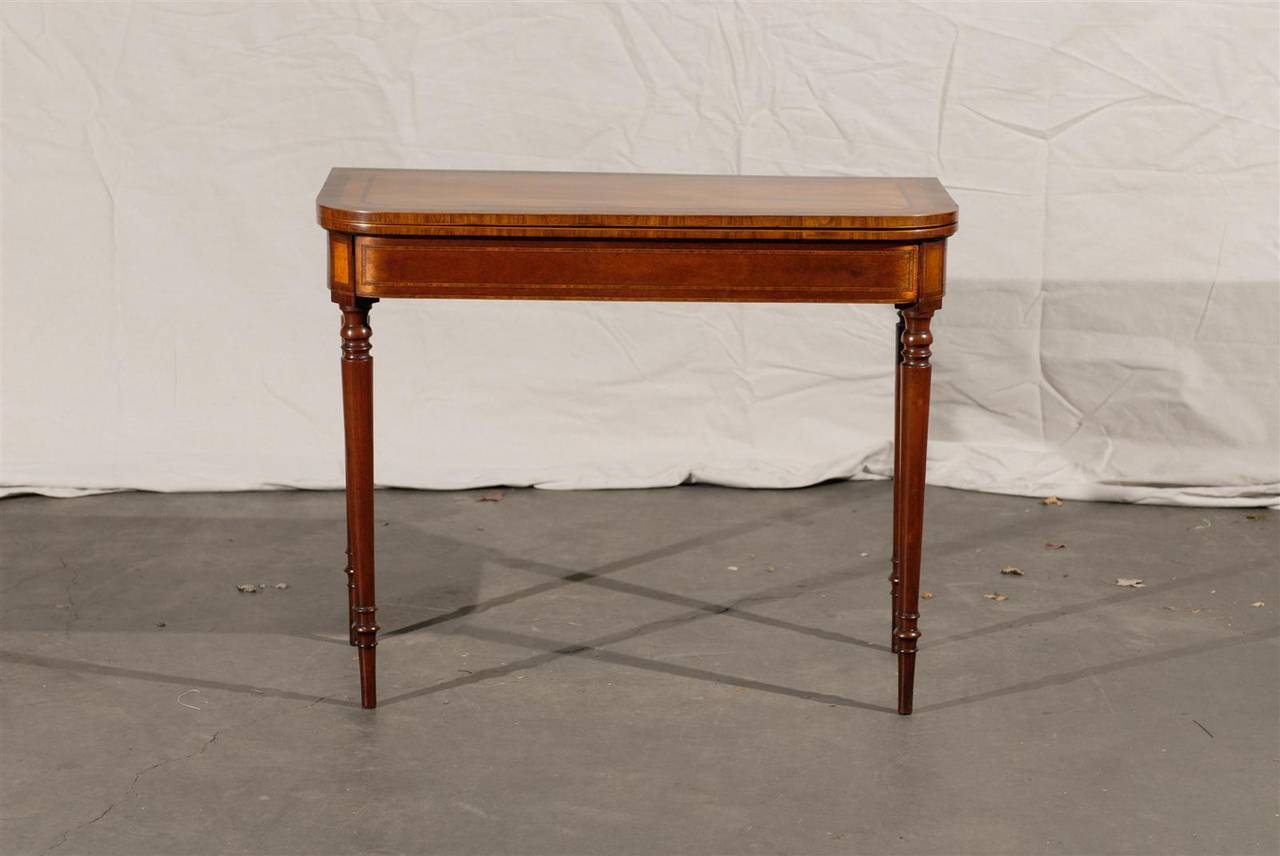 Pair of 19th Century Georgian Style Yew Wood Flip-Top Game Table 4