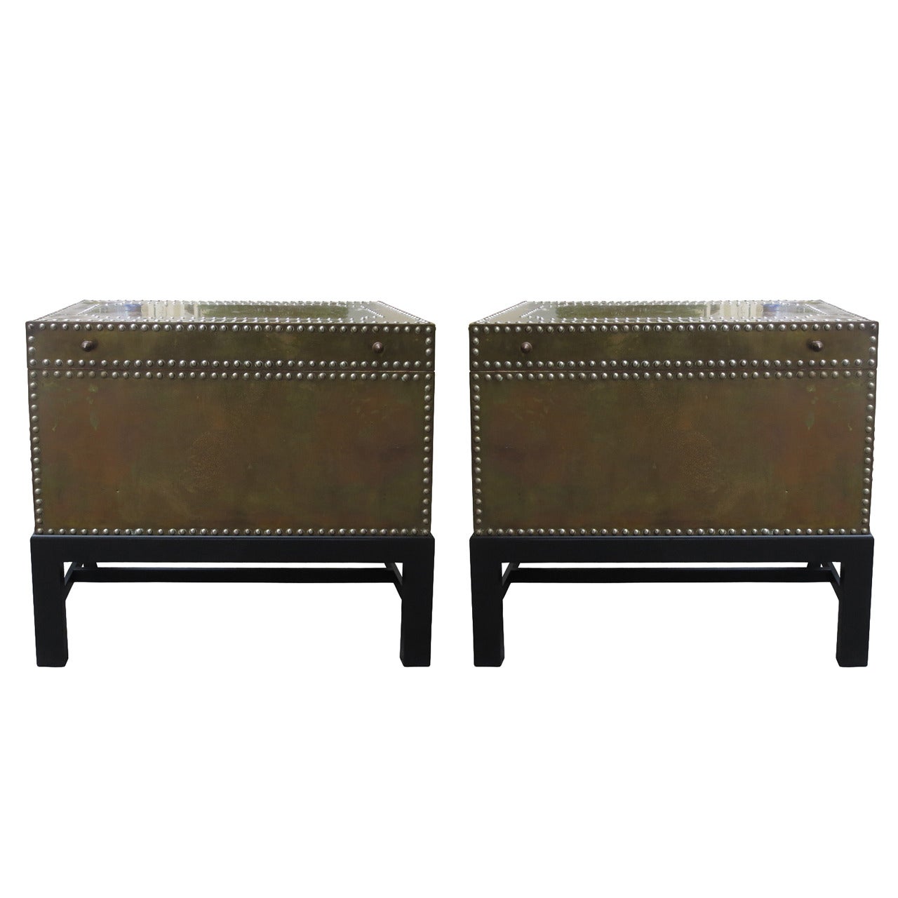 Pair of 1960s Brass Trunks