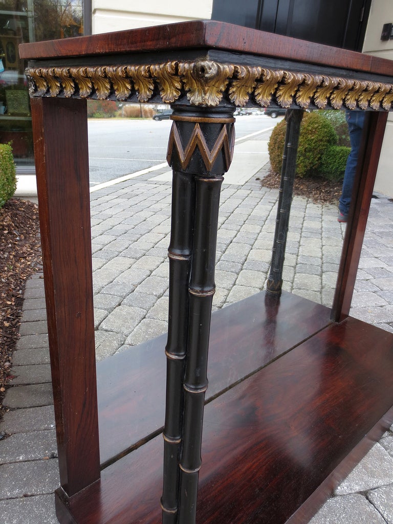 19thC English Regency Rosewood & Gilt Console with Mirrored Back