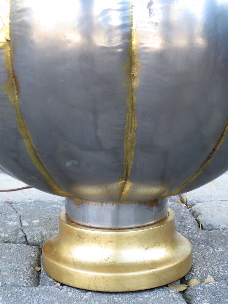 Pair of 20th Century Ovoid Shaped Metal Lamps on Custom Lamps