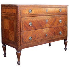18th-19th Century Italian Commode With Sunflower Inlay