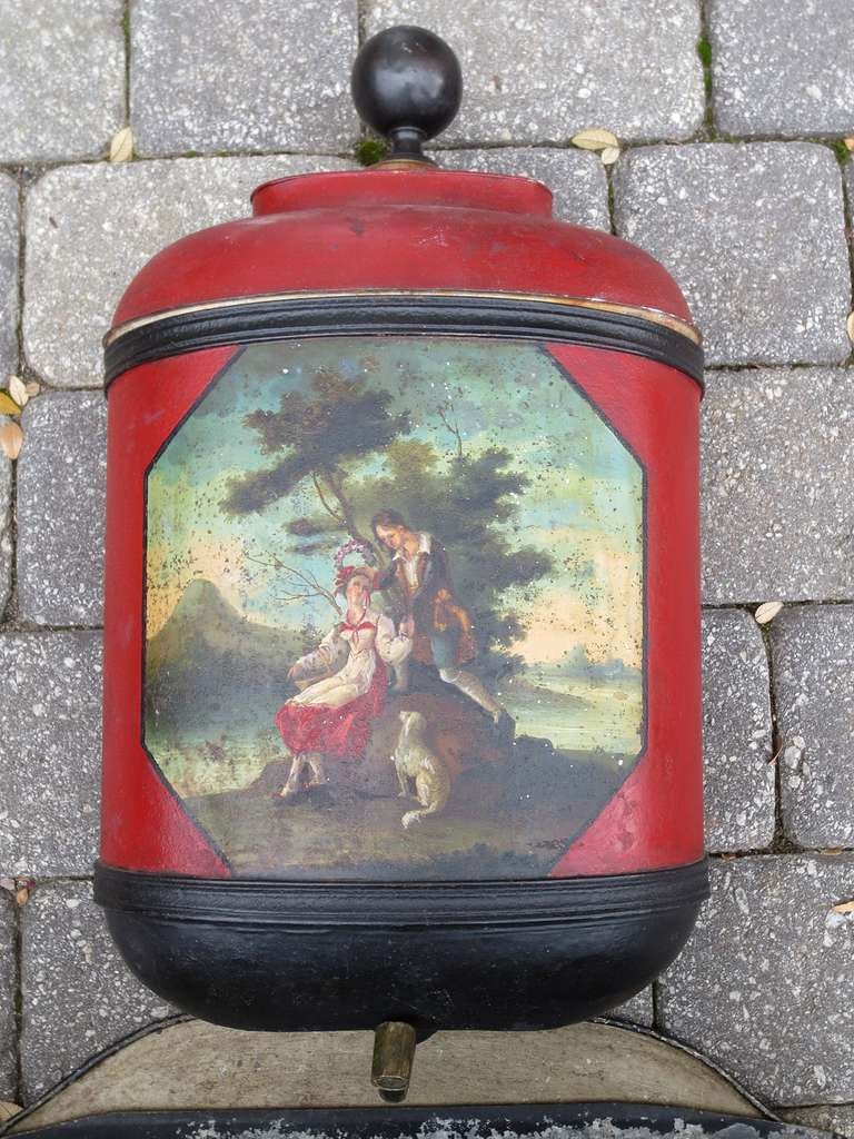 19th century French three-piece red tole lavabo.