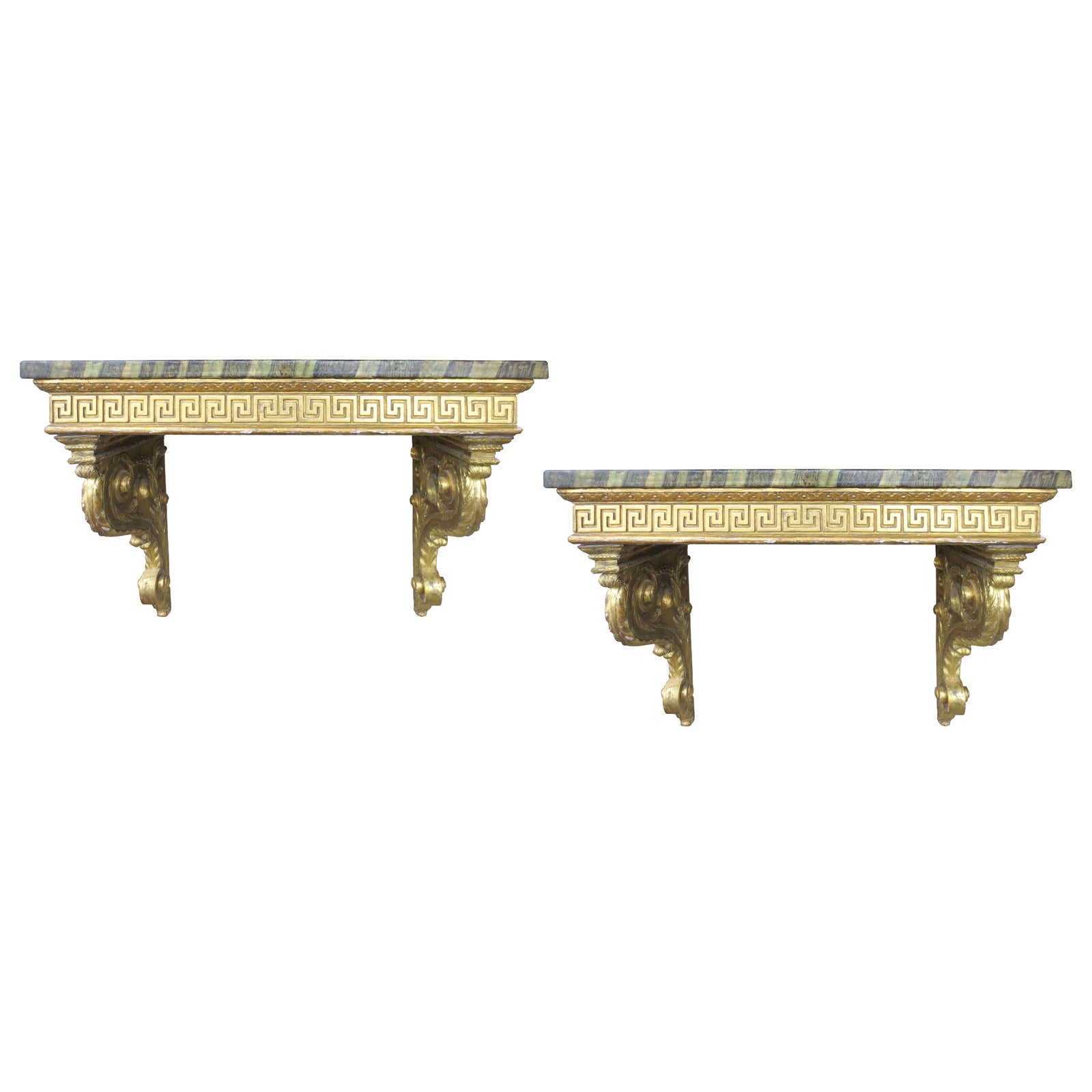 Pair of 18th Century Continental Giltwood Consoles
