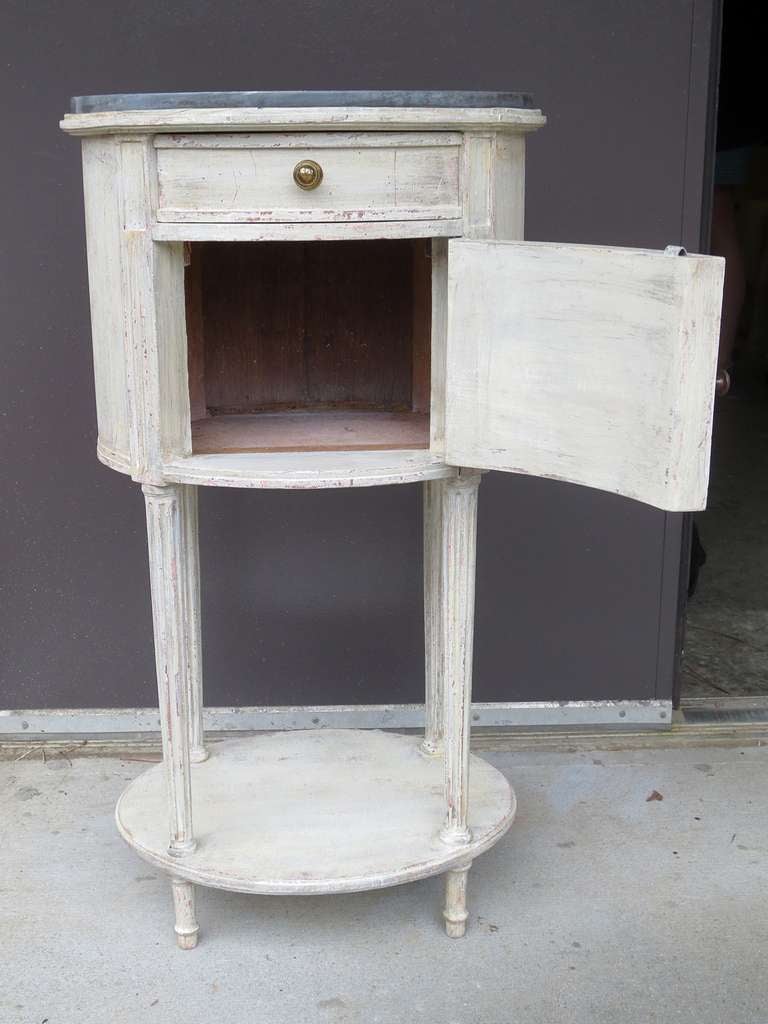 Pair of 19th/20th Century French Bedside Tables with Marble Tops & Interior 1