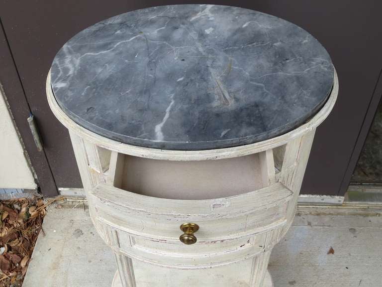 Pair of 19th/20th Century French Bedside Tables with Marble Tops & Interior 2