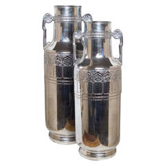 Large Pair of Art Deco Silver Plated WMF Vases, circa 1920