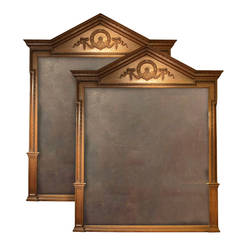 Pair Mid-victorian Architectural Oak Mirrors. English, Late 19th Century