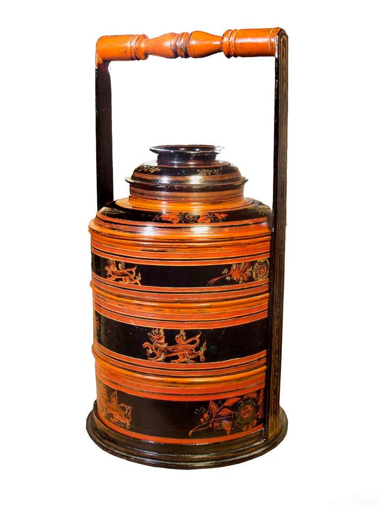 Japanese Lacquer Round Stacked Box Early 20th Century