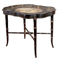 Victorian Papier Mache Inlaid Tray Table