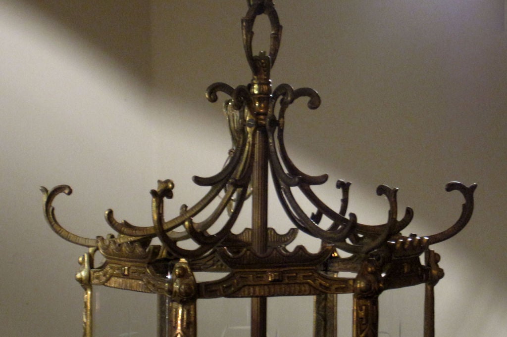 English Regency Style Gilt Brass Hall Lantern For Sale