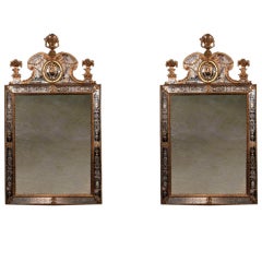Fine Pair of Swedish Gilt Metal Mirrors after Gustav Precht, 19th Century