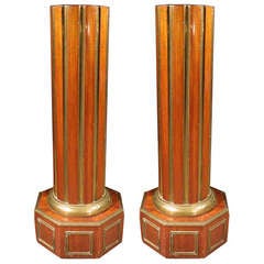 Handsome Pair Neoclassical Brass Mounted Columns. Russian Circa 1820