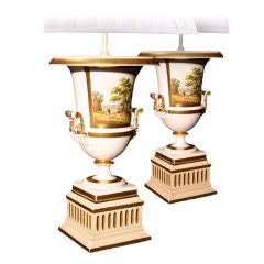 PAIR Paris Porcelain Urn Lamps