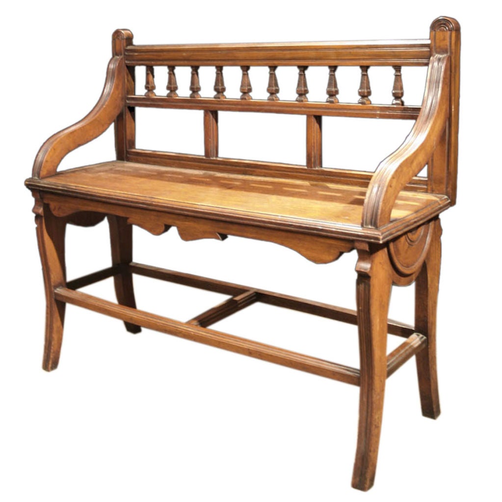 Victorian Oak Hall Bench by Schoolbred, Late 19th Century For Sale